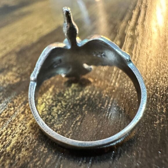 Boho Chic Native American Guardian Hawk Turquoise Ring: Size 7, 8,10, Gift Box - Picture 3 of 12